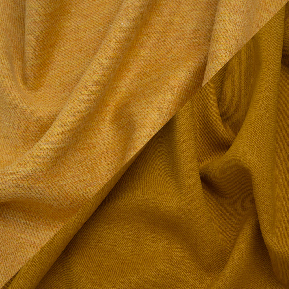Stretch Blended Virgin Wool and Recycled Polyester Twill Coating - Yellow Ochre Tweed - Famous Australian Designer Deadstock Stretch Blended Virgin Wool and Recycled Polyester Twill Coating - Yellow Ochre Tweed - Famous Australian Designer Deadstock