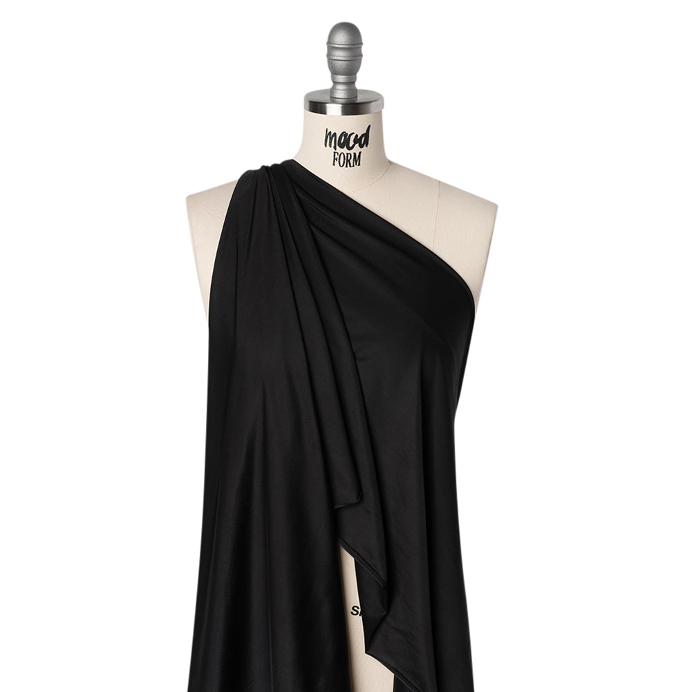 Stretch Polyester Jersey - Black - Famous Australian Designer Deadstock - Drape Stretch Polyester Jersey - Black - Famous Australian Designer Deadstock - Drape