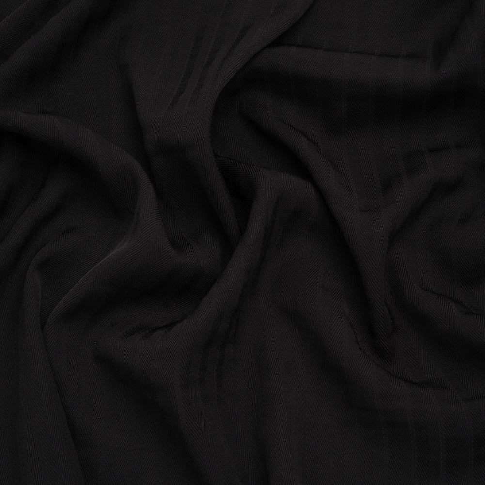 Fluid Rayon Twill - Black Herringbone Stripes - Famous Australian Designer Deadstock Fluid Rayon Twill - Black Herringbone Stripes - Famous Australian Designer Deadstock