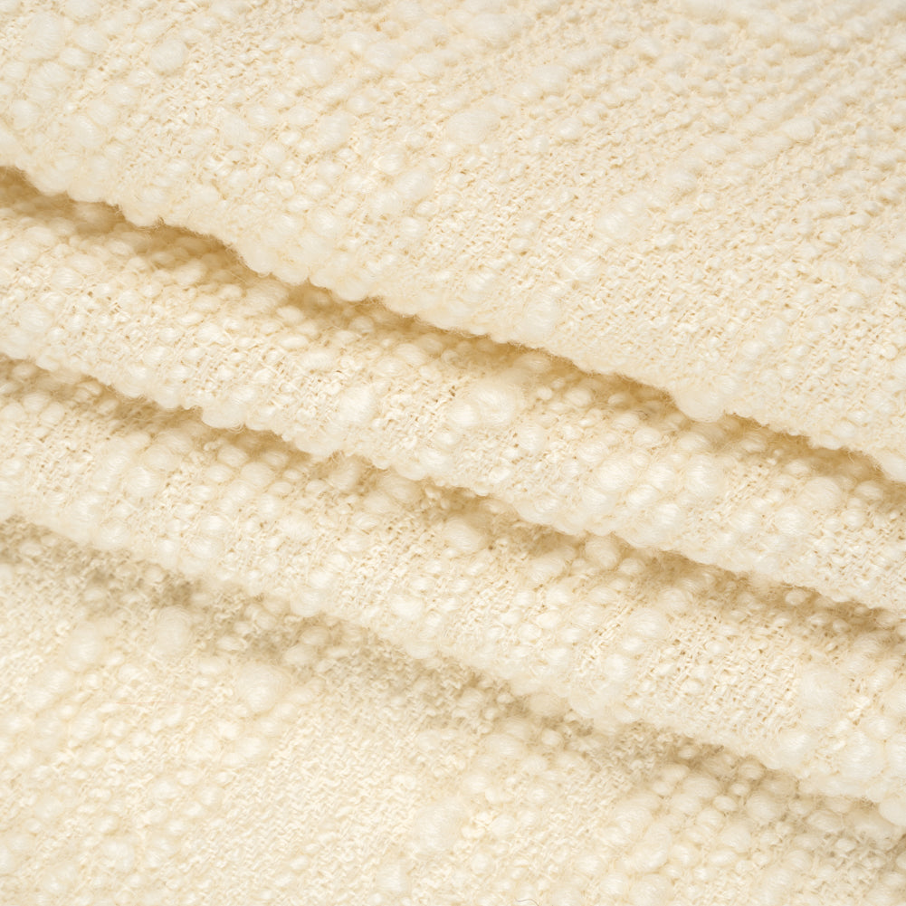 Slubby Wool Boucle - Cream - Famous Australian Designer Deadstock - Folded Slubby Wool Boucle - Cream - Famous Australian Designer Deadstock - Folded