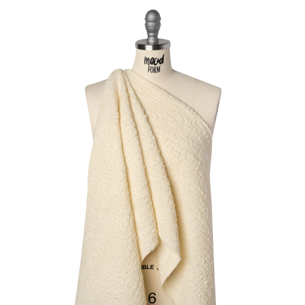 Slubby Wool Boucle - Cream - Famous Australian Designer Deadstock - Drape Slubby Wool Boucle - Cream - Famous Australian Designer Deadstock - Drape