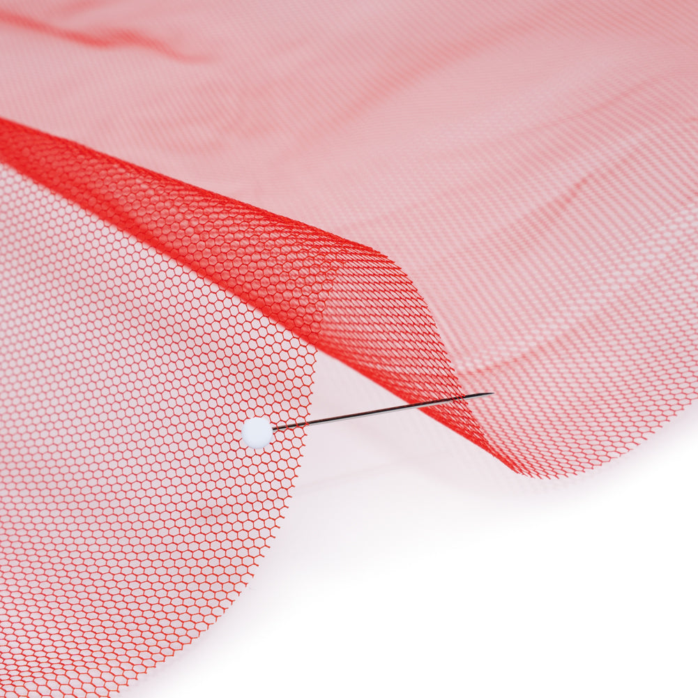 Stiff Polyester Tulle - Red - Famous Australian Designer Deadstock - Detail Stiff Polyester Tulle - Red - Famous Australian Designer Deadstock - Detail