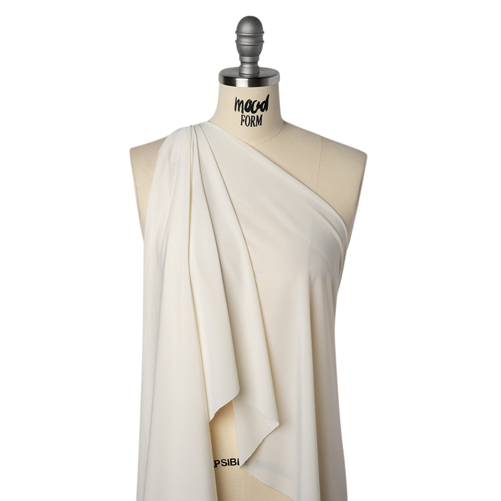 Stretch Polyester Jersey - White Asparagus - Famous Australian Designer Deadstock - Drape Stretch Polyester Jersey - White Asparagus - Famous Australian Designer Deadstock - Drape
