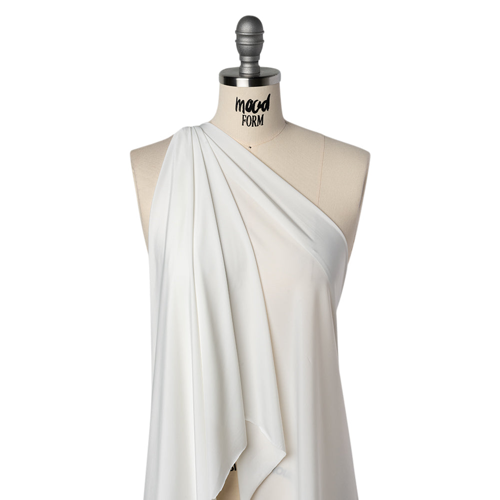 Stretch Polyester Jersey - Coconut White - Famous Australian Designer Deadstock - Drape Stretch Polyester Jersey - Coconut White - Famous Australian Designer Deadstock - Drape