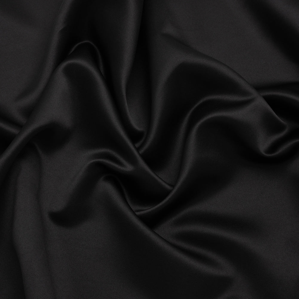 Polyester Satin - Black - Designer Deadstock Polyester Satin - Black - Designer Deadstock