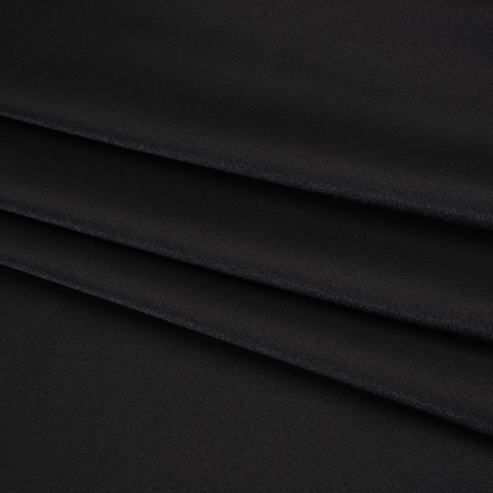 Stretch Polyester Charmeuse - Black - Designer Deadstock - Folded Stretch Polyester Charmeuse - Black - Designer Deadstock - Folded