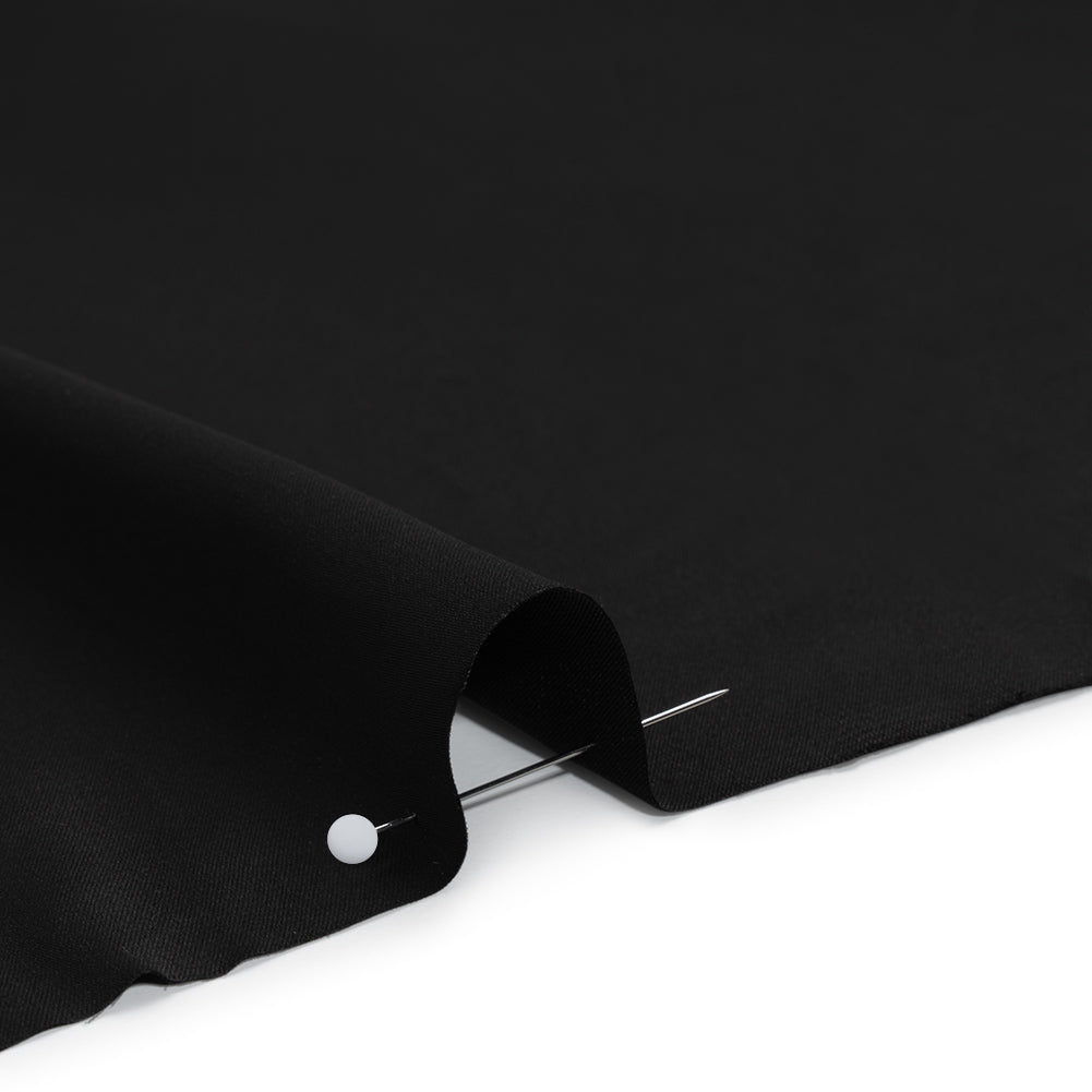 Stretch Polyester Charmeuse - Black - Designer Deadstock - Detail Stretch Polyester Charmeuse - Black - Designer Deadstock - Detail