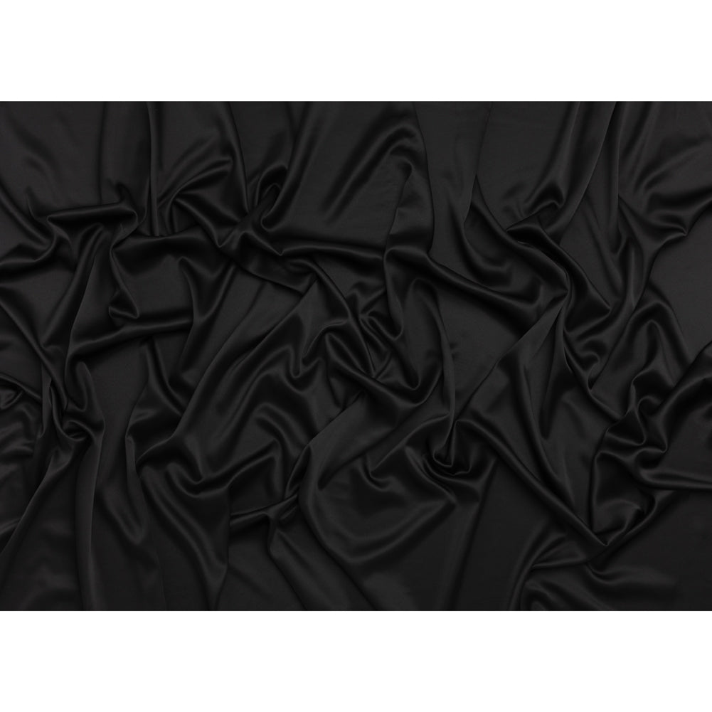 Stretch Polyester Charmeuse - Black - Designer Deadstock - Full Stretch Polyester Charmeuse - Black - Designer Deadstock - Full