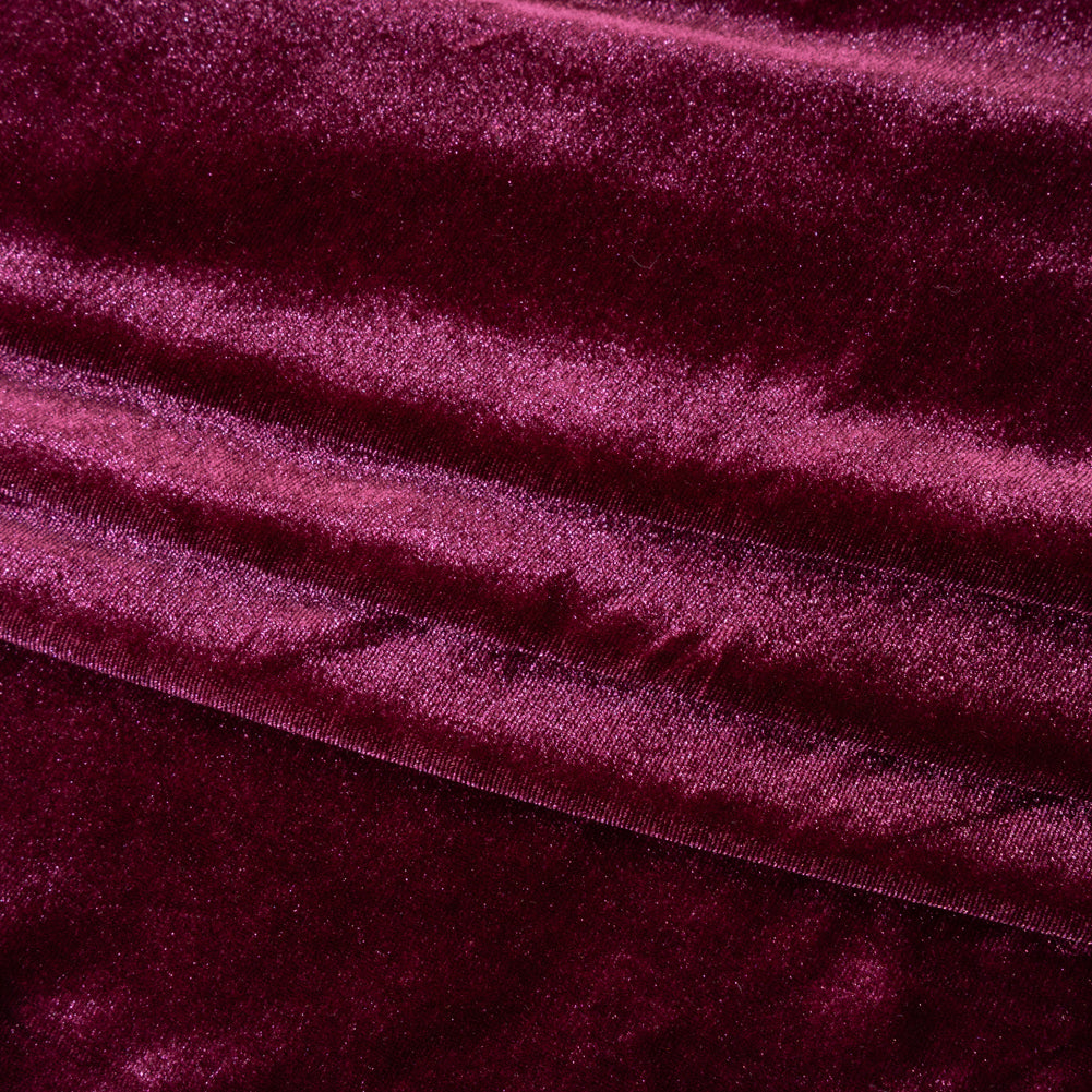 Stretch Polyester Velour - Aubergine - Designer Deadstock Folded Stretch Polyester Velour - Aubergine - Designer Deadstock Folded