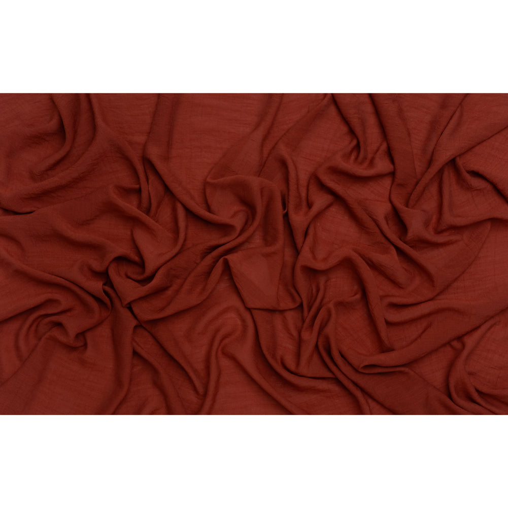 Textured Polyester and Rayon Gauzy Woven - Brick Red - Designer Deadstock - Full Textured Polyester and Rayon Gauzy Woven - Brick Red - Designer Deadstock - Full