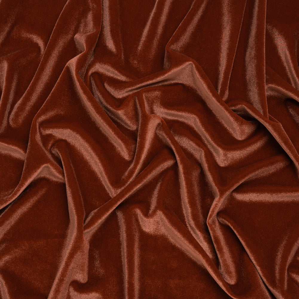 Stretch Polyester Velour - Cinnamon - Designer Deadstock Stretch Polyester Velour - Cinnamon - Designer Deadstock
