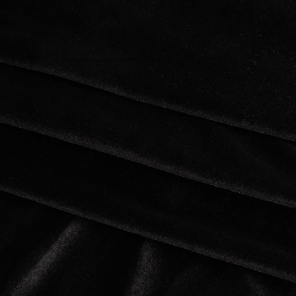 Polyester Velour - Tuxedo Black - Designer Deadstock - Folded Polyester Velour - Tuxedo Black - Designer Deadstock - Folded