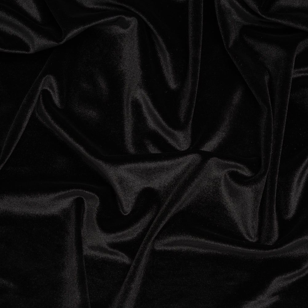 Polyester Velour - Tuxedo Black - Designer Deadstock Polyester Velour - Tuxedo Black - Designer Deadstock