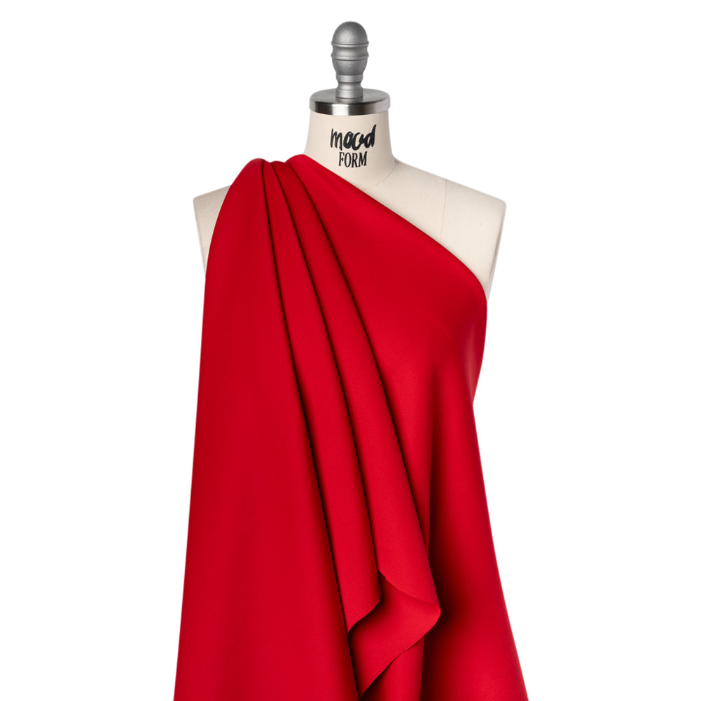 Stretch Polyester Scuba Knit - Red - Designer Deadstock - Drape Stretch Polyester Scuba Knit - Red - Designer Deadstock - Drape