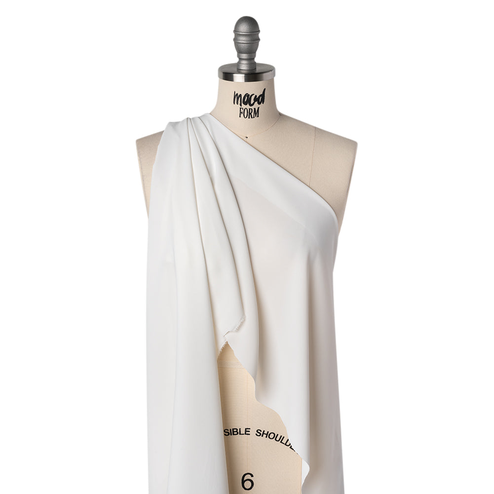 Lightweight Polyester Crepe - Off White - Designer Deadstock Drape Lightweight Polyester Crepe - Off White - Designer Deadstock Drape