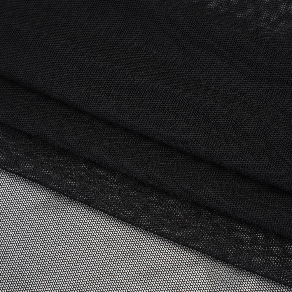 Stretch Polyester Mesh - Faded Black - Designer Deadstock - Folded Stretch Polyester Mesh - Faded Black - Designer Deadstock - Folded