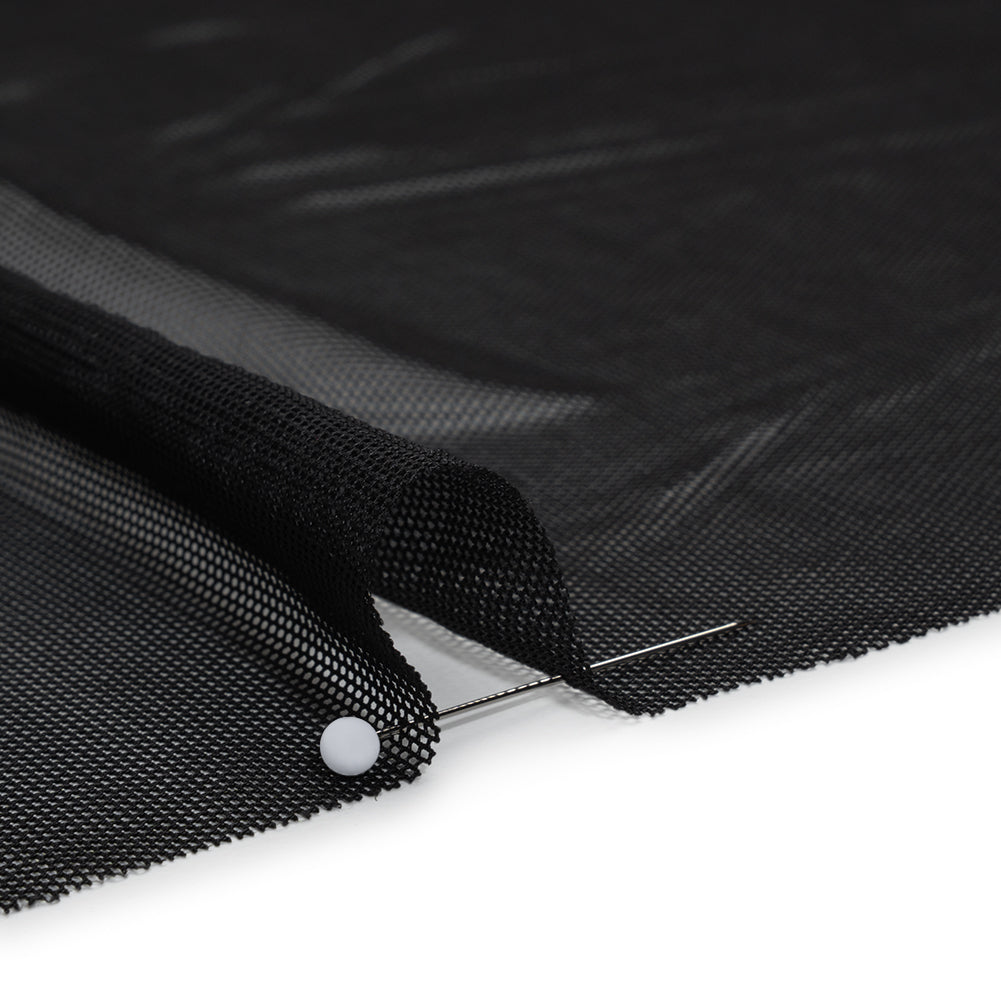 Stretch Polyester Mesh - Faded Black - Designer Deadstock - Detail Stretch Polyester Mesh - Faded Black - Designer Deadstock - Detail