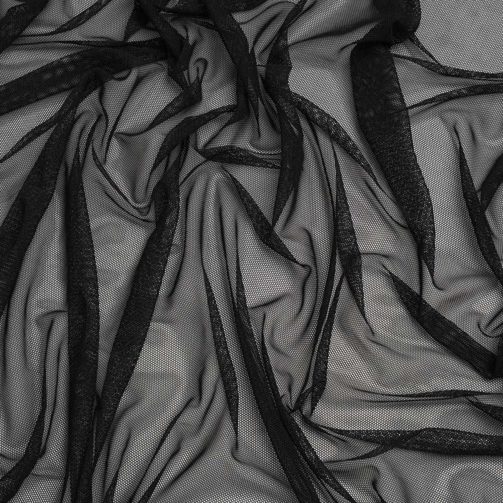 Stretch Polyester Mesh - Faded Black - Designer Deadstock Stretch Polyester Mesh - Faded Black - Designer Deadstock