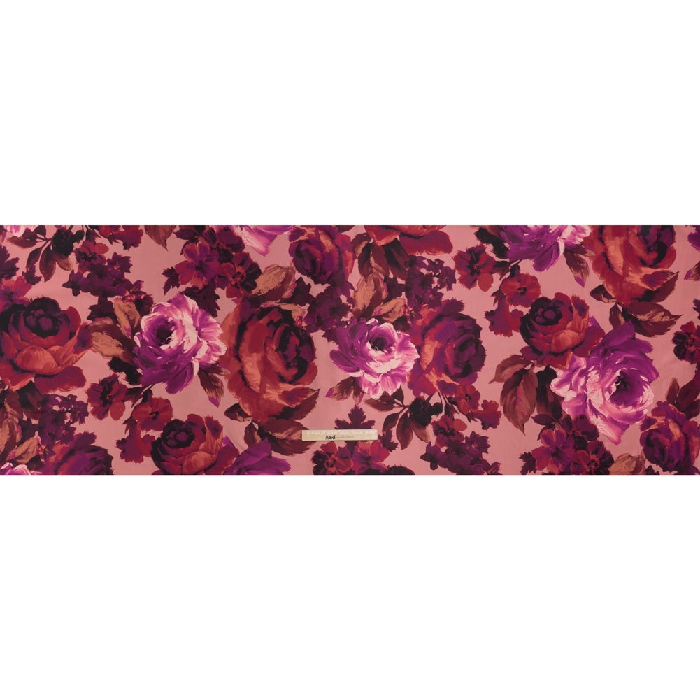 Polyester Mikado Print - Pink, Red and Plum Painterly Florals - Designer Deadstock - Full Polyester Mikado Print - Pink, Red and Plum Painterly Florals - Designer Deadstock - Full