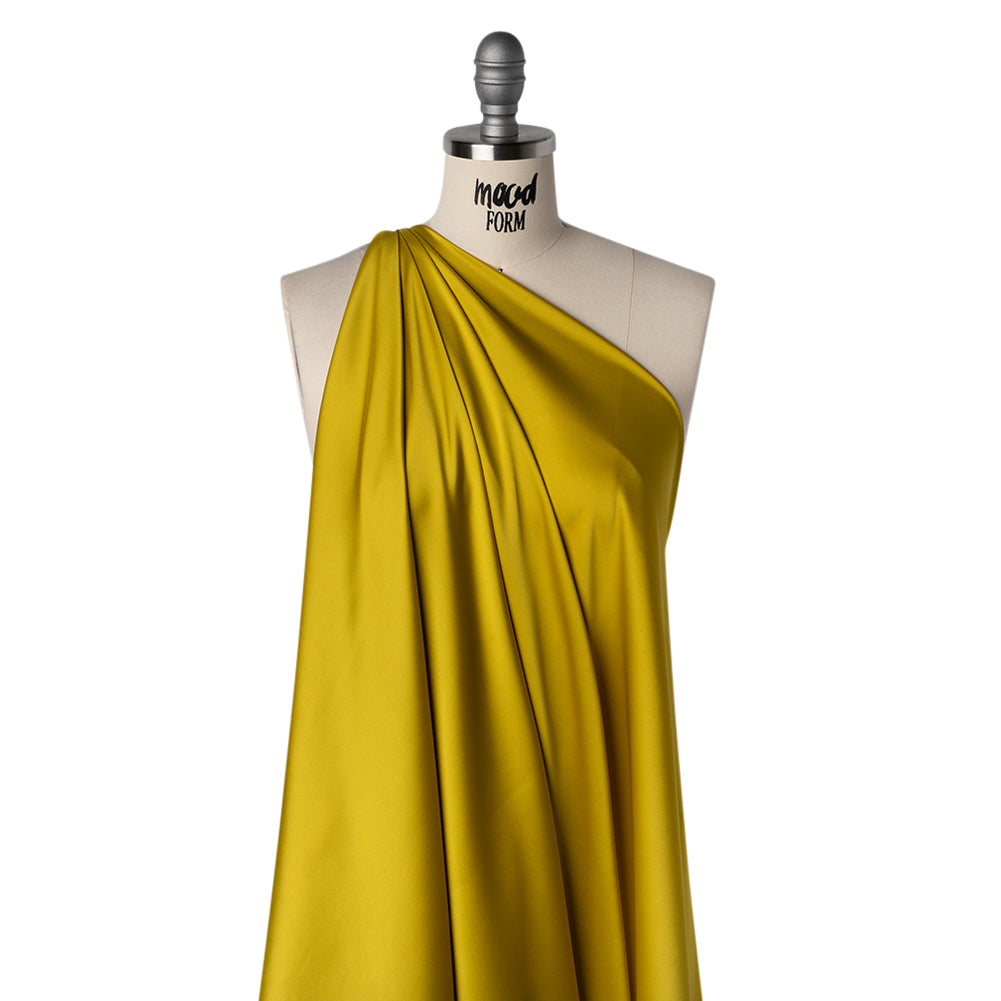 Stretch Polyester Charmeuse - Citron Yellow - Designer Deadstock - Drape Stretch Polyester Charmeuse - Citron Yellow - Designer Deadstock - Drape