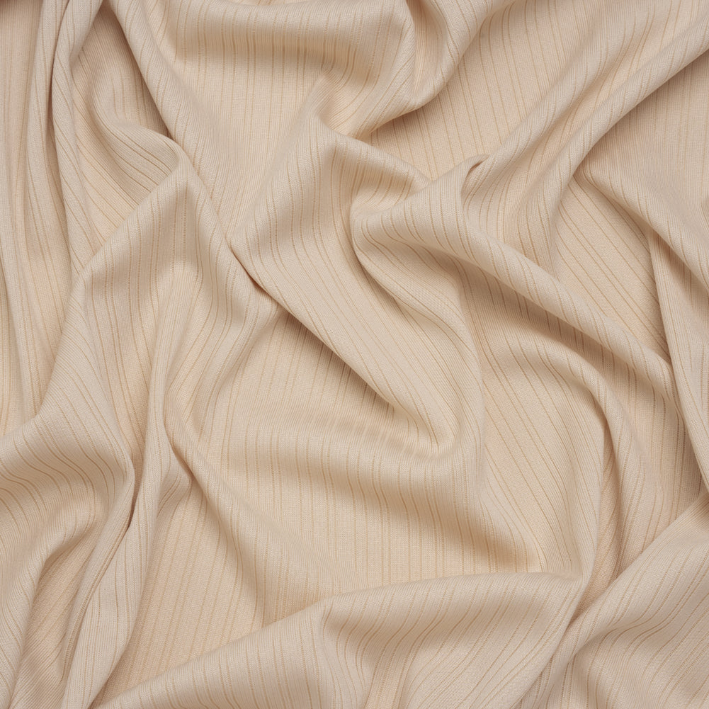 Stretch Polyester Barcode Rib Knit - Oatmeal - Designer Deadstock Stretch Polyester Barcode Rib Knit - Oatmeal - Designer Deadstock