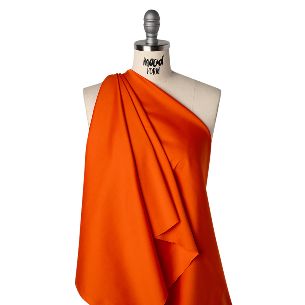 Stretch Cotton and Nylon Shirting - Orange - Designer Deadstock - Drape Stretch Cotton and Nylon Shirting - Orange - Designer Deadstock - Drape
