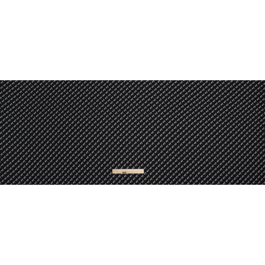 Polyester Woven Lining - Black and White No7 Typography Print - Designer Deadstock - Full Polyester Woven Lining - Black and White No7 Typography Print - Designer Deadstock - Full