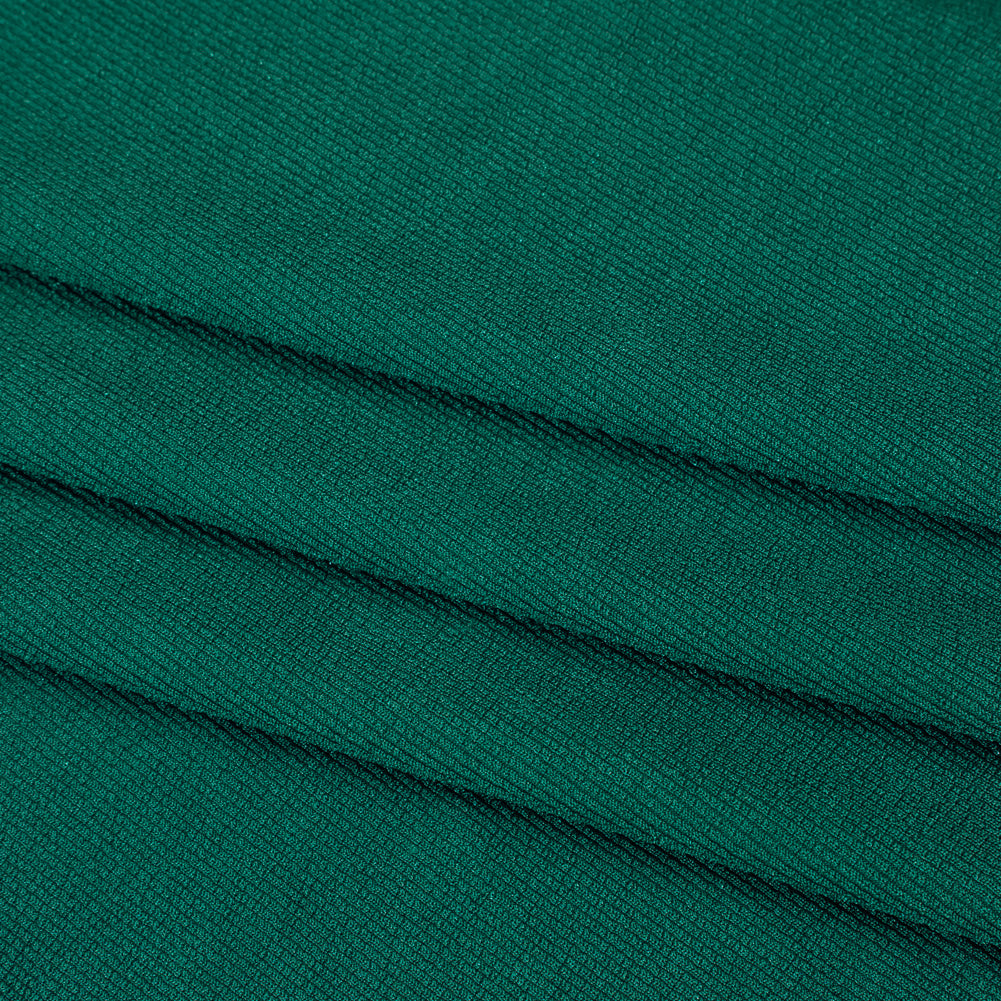 Polyester French Terry Rib Knit - Teal Green - Designer Deadstock - Folded Polyester French Terry Rib Knit - Teal Green - Designer Deadstock - Folded