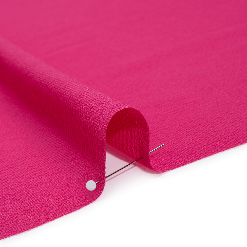 Puckered Stretch Polyester Crepe - Hot Pink - Designer Deadstock - Detail Puckered Stretch Polyester Crepe - Hot Pink - Designer Deadstock - Detail
