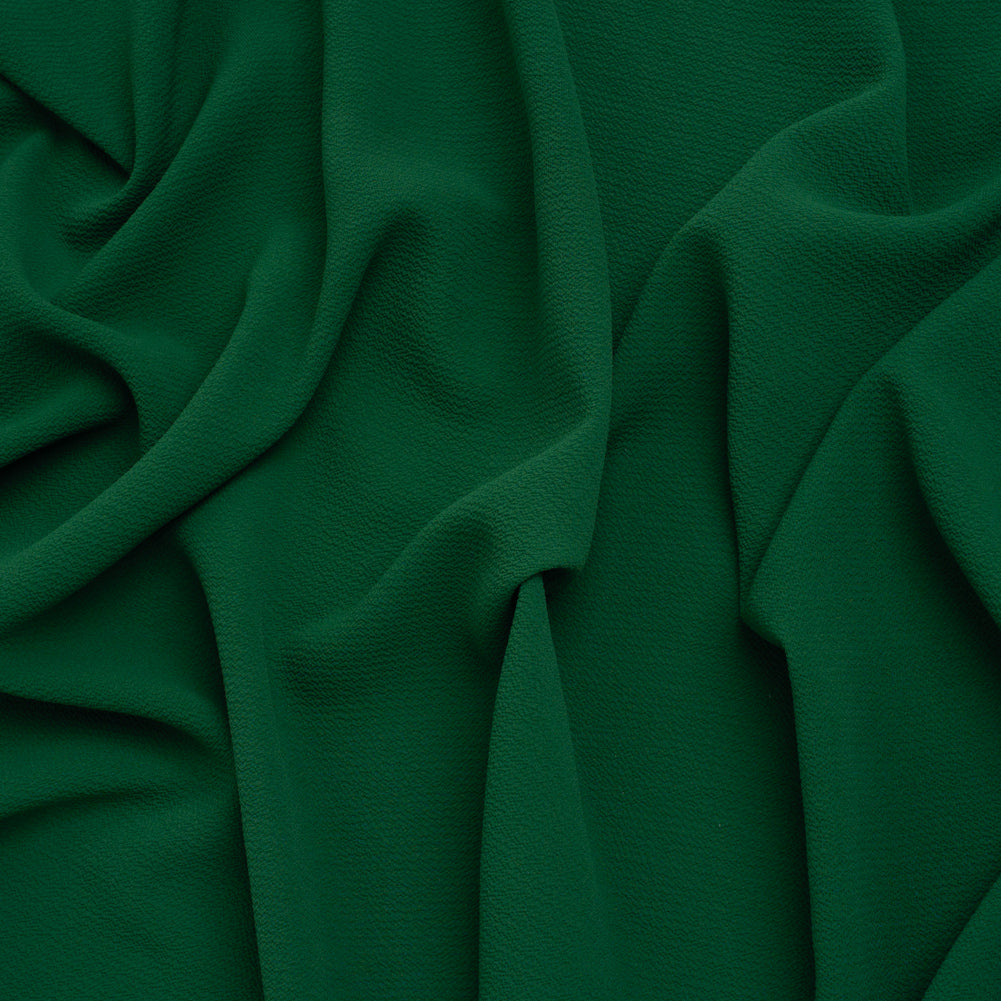 Puckered Stretch Polyester Crepe - Emerald Green - Designer Deadstock Puckered Stretch Polyester Crepe - Emerald Green - Designer Deadstock