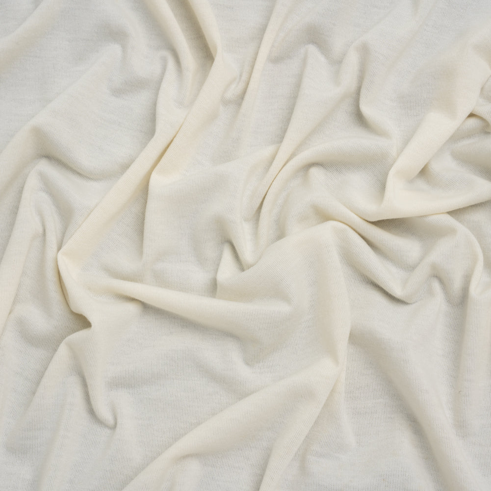 Stretch Polyester Jersey - Ivory - Designer Deadstock Stretch Polyester Jersey - Ivory - Designer Deadstock