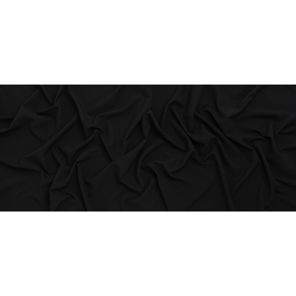 Stretch Polyester Seersucker - Black - Designer Deadstock - Full Stretch Polyester Seersucker - Black - Designer Deadstock - Full