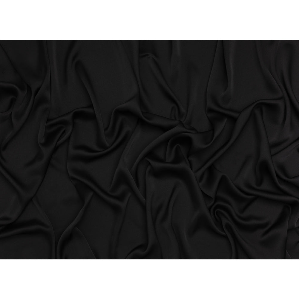 Satin Faced Polyester Crepe - Black - Designer Deadstock - Full Satin Faced Polyester Crepe - Black - Designer Deadstock - Full