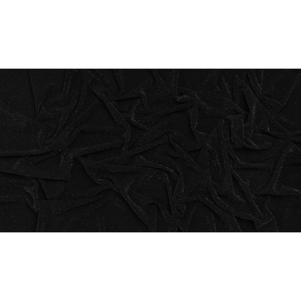 Metallic Stretch Polyester Crepe Knit - Black and Silver - Designer Deadstock - Full Metallic Stretch Polyester Crepe Knit - Black and Silver - Designer Deadstock - Full