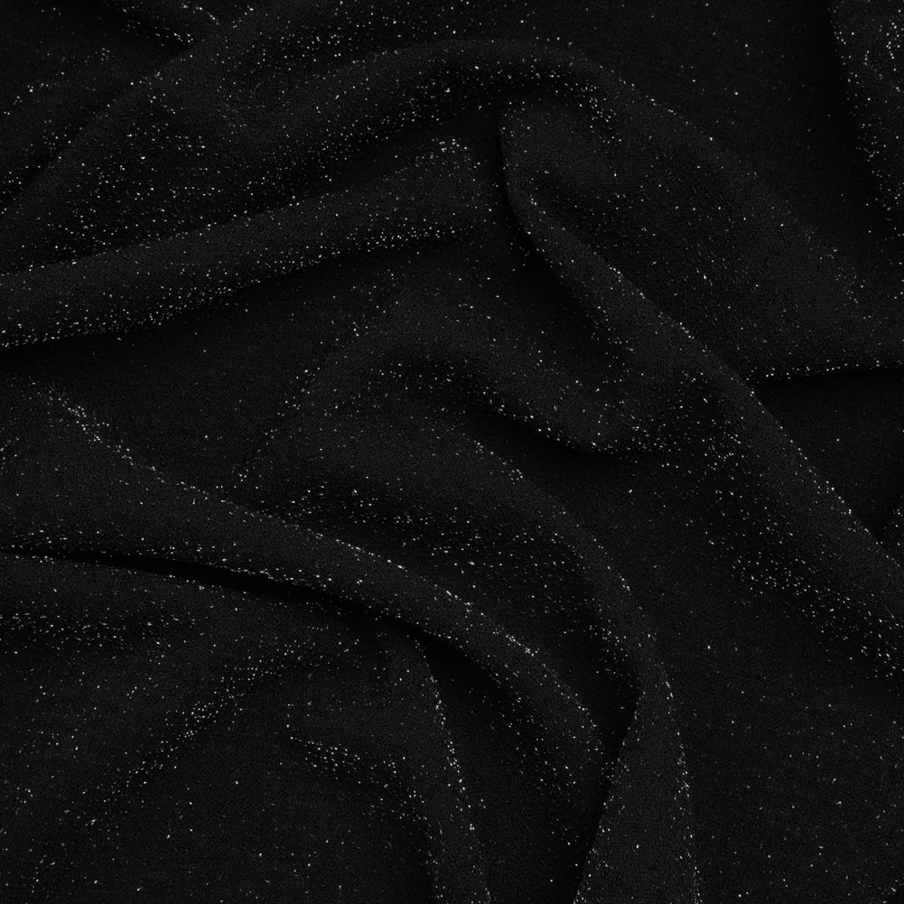 Metallic Stretch Polyester Crepe Knit - Black and Silver - Designer Deadstock Metallic Stretch Polyester Crepe Knit - Black and Silver - Designer Deadstock