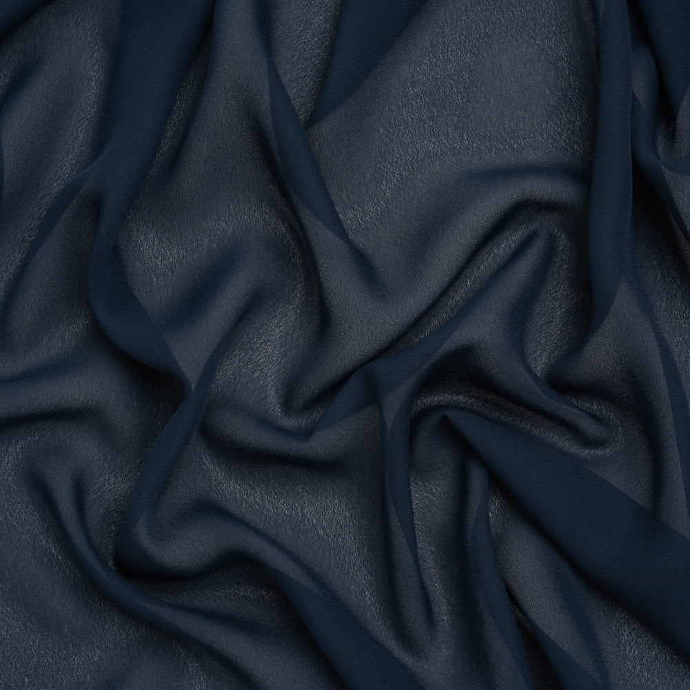 Polyester Chiffon - Navy Blue - Designer Deadstock Polyester Chiffon - Navy Blue - Designer Deadstock