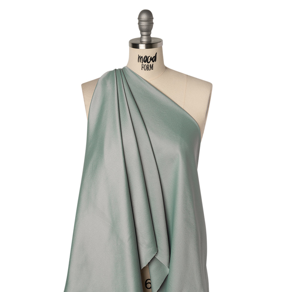 Polyester Crepe Back Satin - Celadon Green - Designer Deadstock - Drape Polyester Crepe Back Satin - Celadon Green - Designer Deadstock - Drape