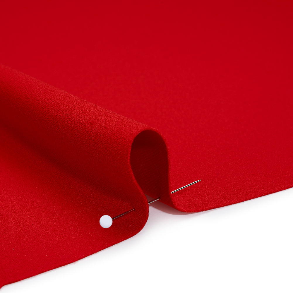 Stretch Polyester Crepe Double Knit - Flame Scarlet - Designer Deadstock - Detail Stretch Polyester Crepe Double Knit - Flame Scarlet - Designer Deadstock - Detail