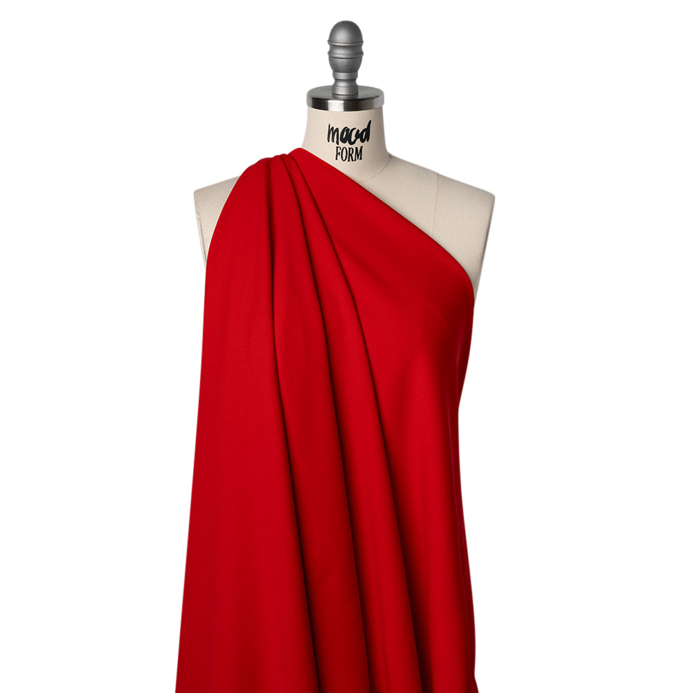 Stretch Polyester Crepe Double Knit - Flame Scarlet - Designer Deadstock - Drape Stretch Polyester Crepe Double Knit - Flame Scarlet - Designer Deadstock - Drape