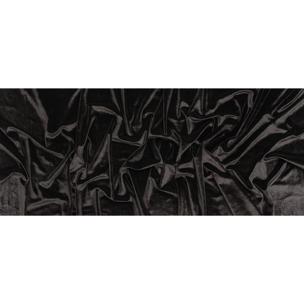 Stretch Polyester Velour - Warm Black - Designer Deadstock - Full Stretch Polyester Velour - Warm Black - Designer Deadstock - Full