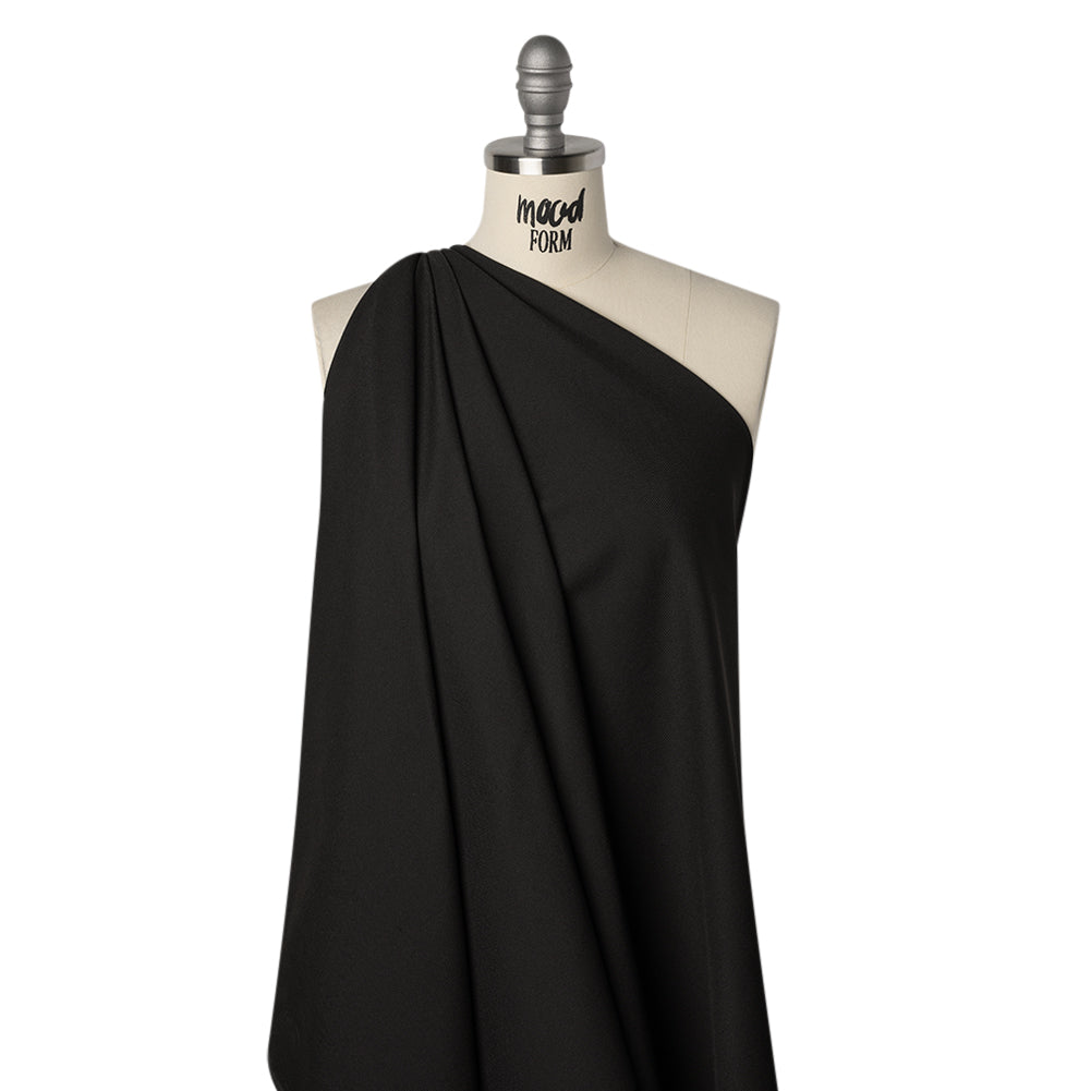 Stretch Polyester and Nylon Dobby Shirting - Black - Designer Deadstock - Drape Stretch Polyester and Nylon Dobby Shirting - Black - Designer Deadstock - Drape