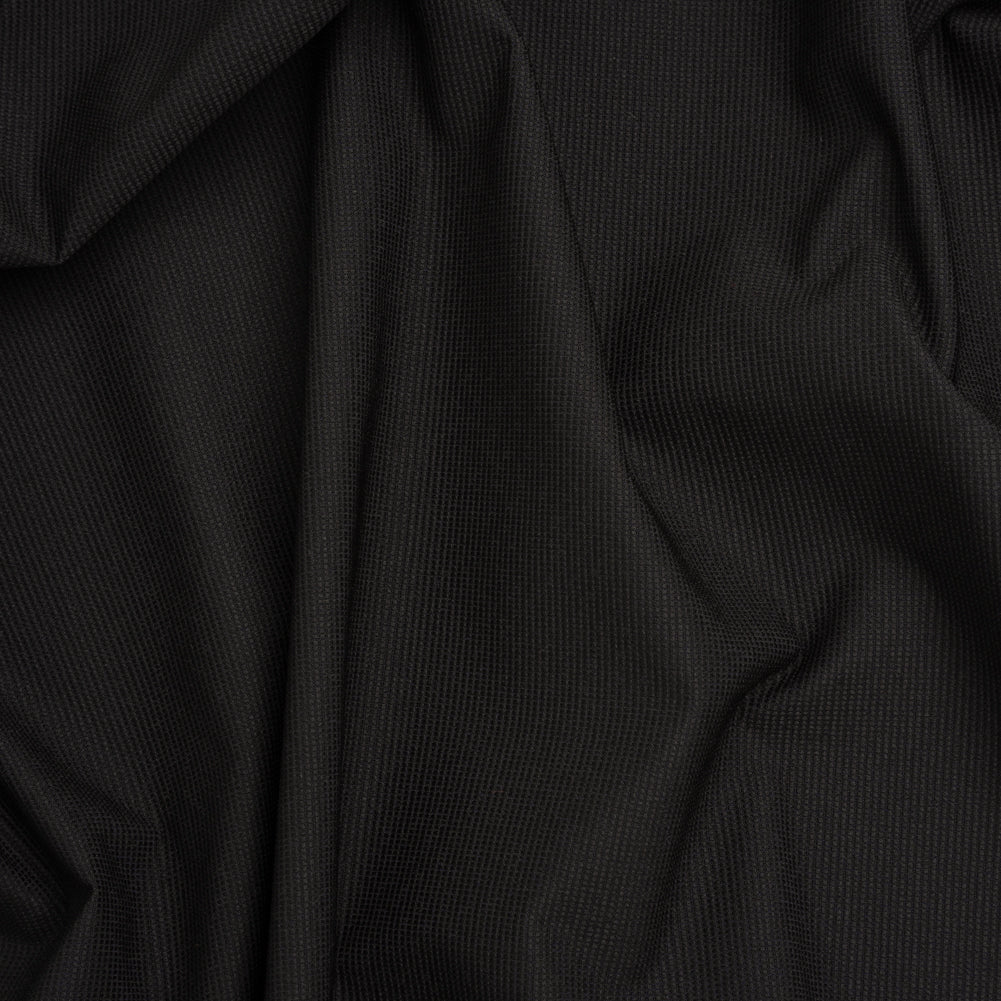 Stretch Polyester and Nylon Dobby Shirting - Black - Designer Deadstock Stretch Polyester and Nylon Dobby Shirting - Black - Designer Deadstock