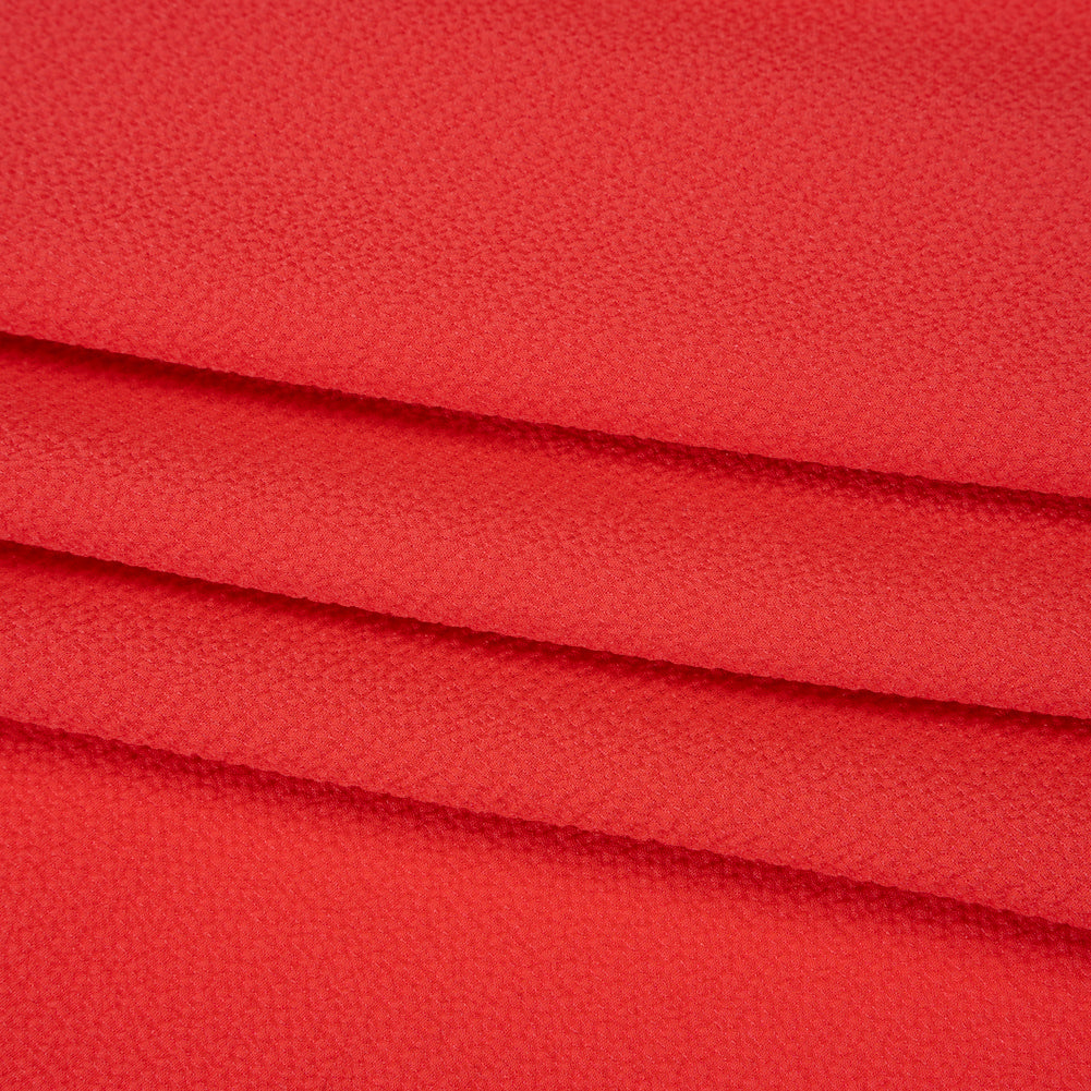 Stretch Puckered Polyester Crepe - Coral Rose - Designer Deadstock - Folded Stretch Puckered Polyester Crepe - Coral Rose - Designer Deadstock - Folded