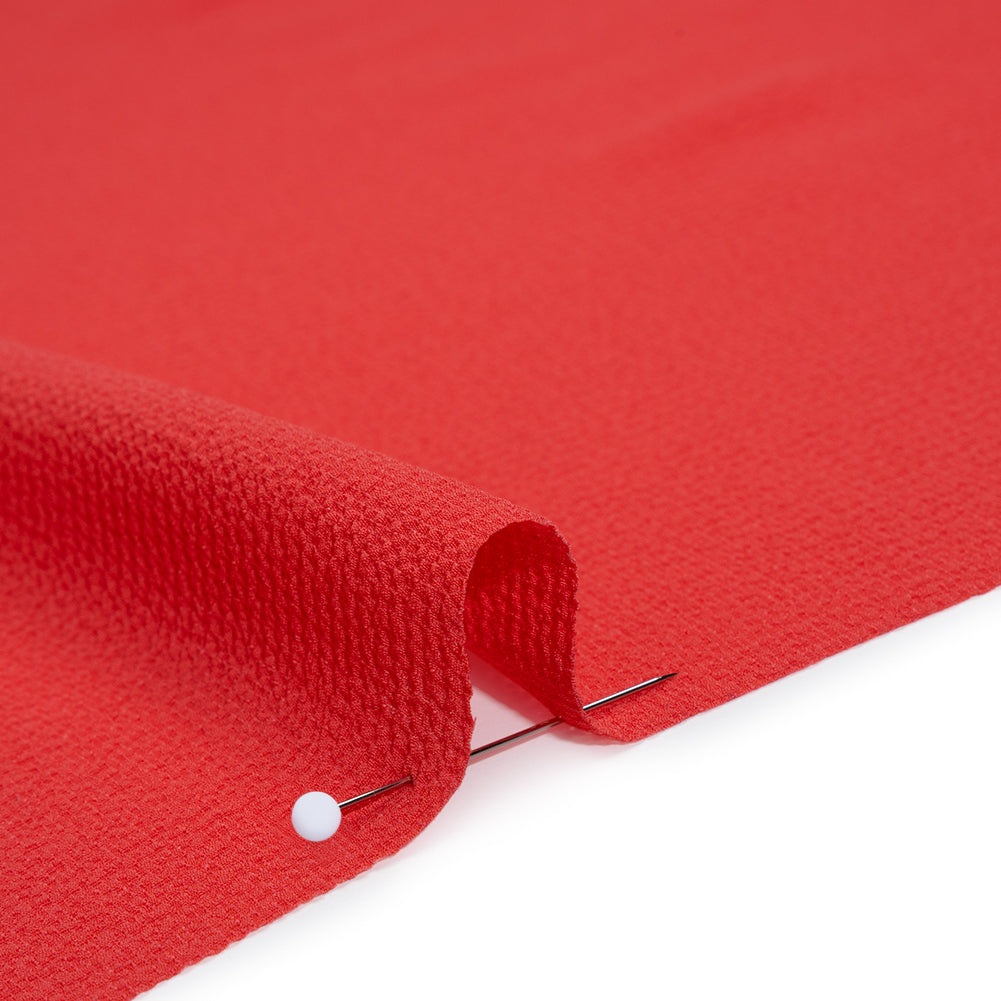 Stretch Puckered Polyester Crepe - Coral Rose - Designer Deadstock - Detail Stretch Puckered Polyester Crepe - Coral Rose - Designer Deadstock - Detail