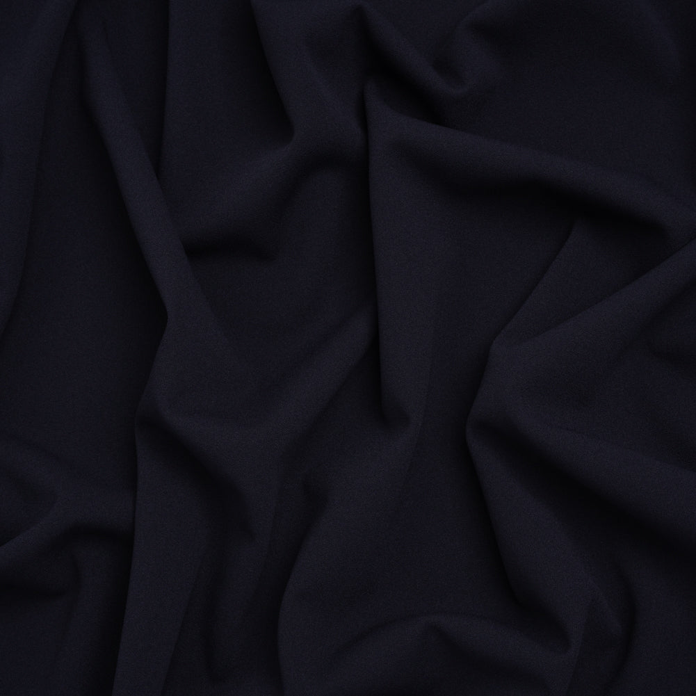 Stretch Polyester Crepe Double Knit - Navy Blue - Designer Deadstock Stretch Polyester Crepe Double Knit - Navy Blue - Designer Deadstock