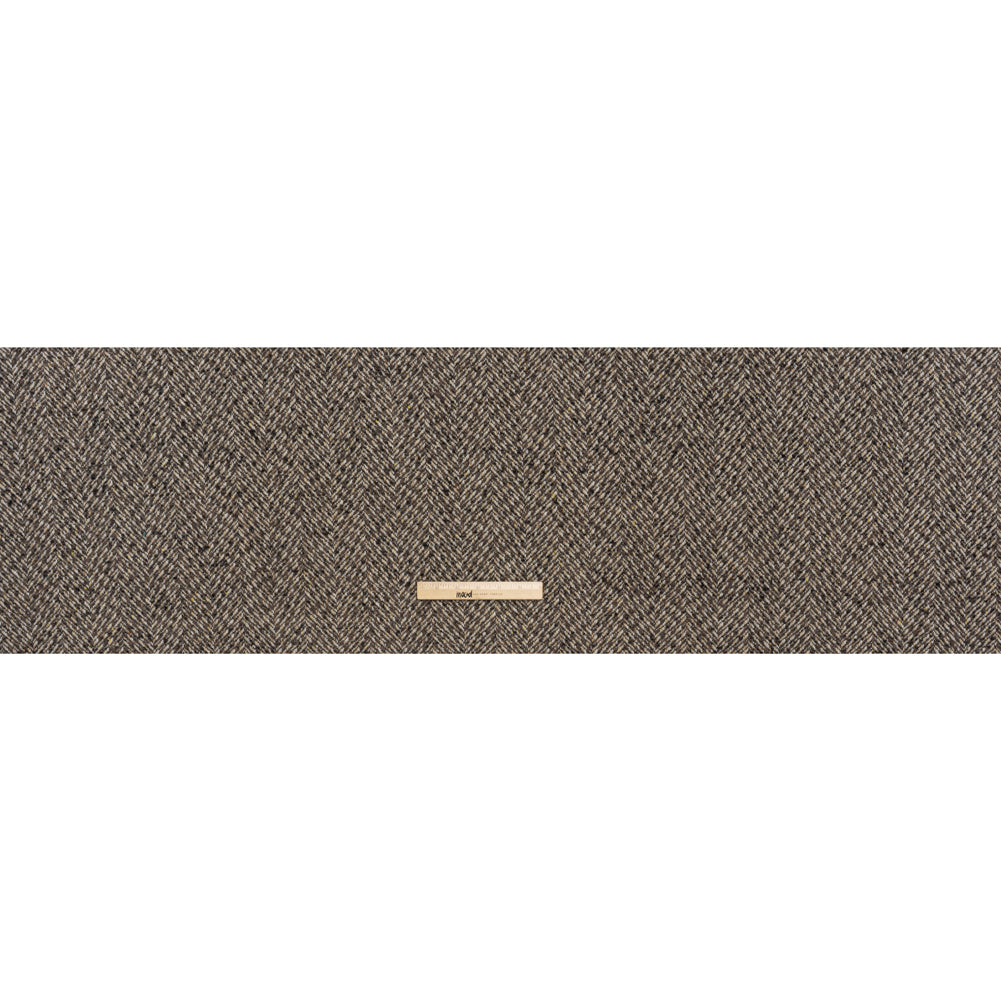 Polyester and Wool Blend Tweed - Tan, Beige and Black Herringbone - Full Polyester and Wool Blend Tweed - Tan, Beige and Black Herringbone - Full