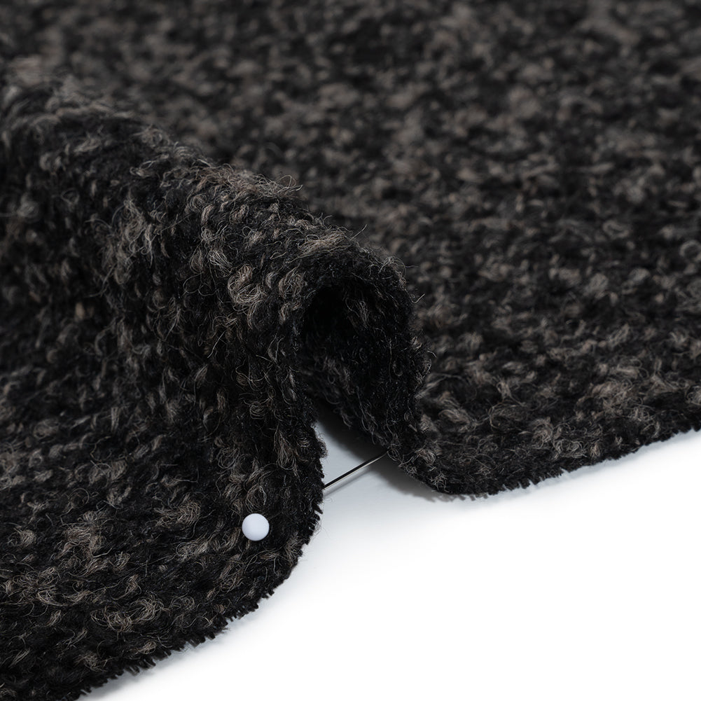 Wool Blend Boucle Tweed - Black and Brown Detail Wool Blend Boucle Tweed - Black and Brown Detail