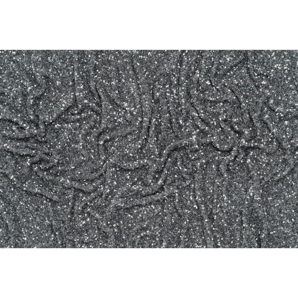 Recycled Polyester All-Over Circular Baby Sequins on Stretch Mesh - Silver - Divine Collection - Full Recycled Polyester All-Over Circular Baby Sequins on Stretch Mesh - Silver - Divine Collection - Full