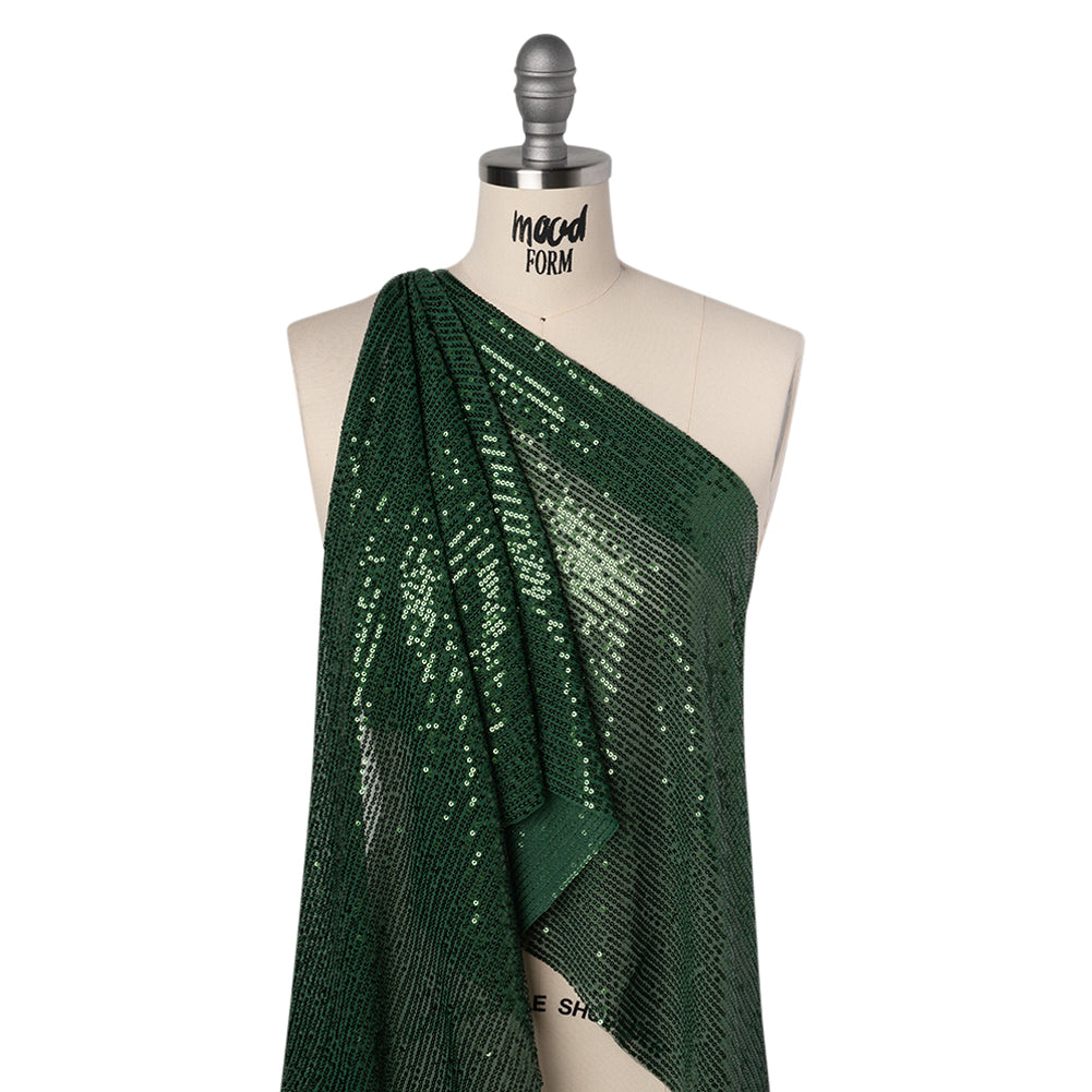 Recycled Polyester Circle Sequin Stripes on Stretch Mesh - Green - Transcendent Collection - Drape Recycled Polyester Circle Sequin Stripes on Stretch Mesh - Green - Transcendent Collection - Drape
