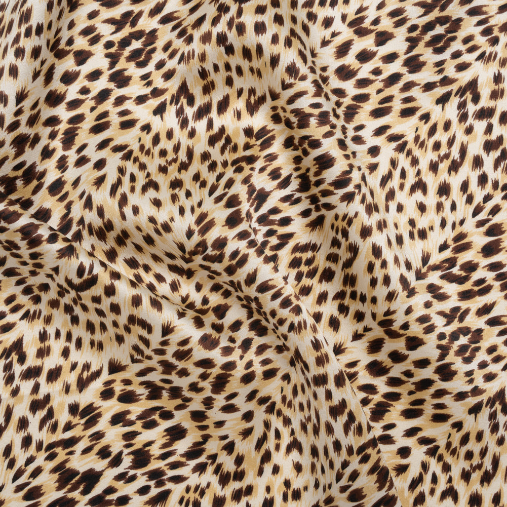 Silk Charmeuse Print - Beige and Brown Little Animal Spots - Deadstock Silk Charmeuse Print - Beige and Brown Little Animal Spots - Deadstock